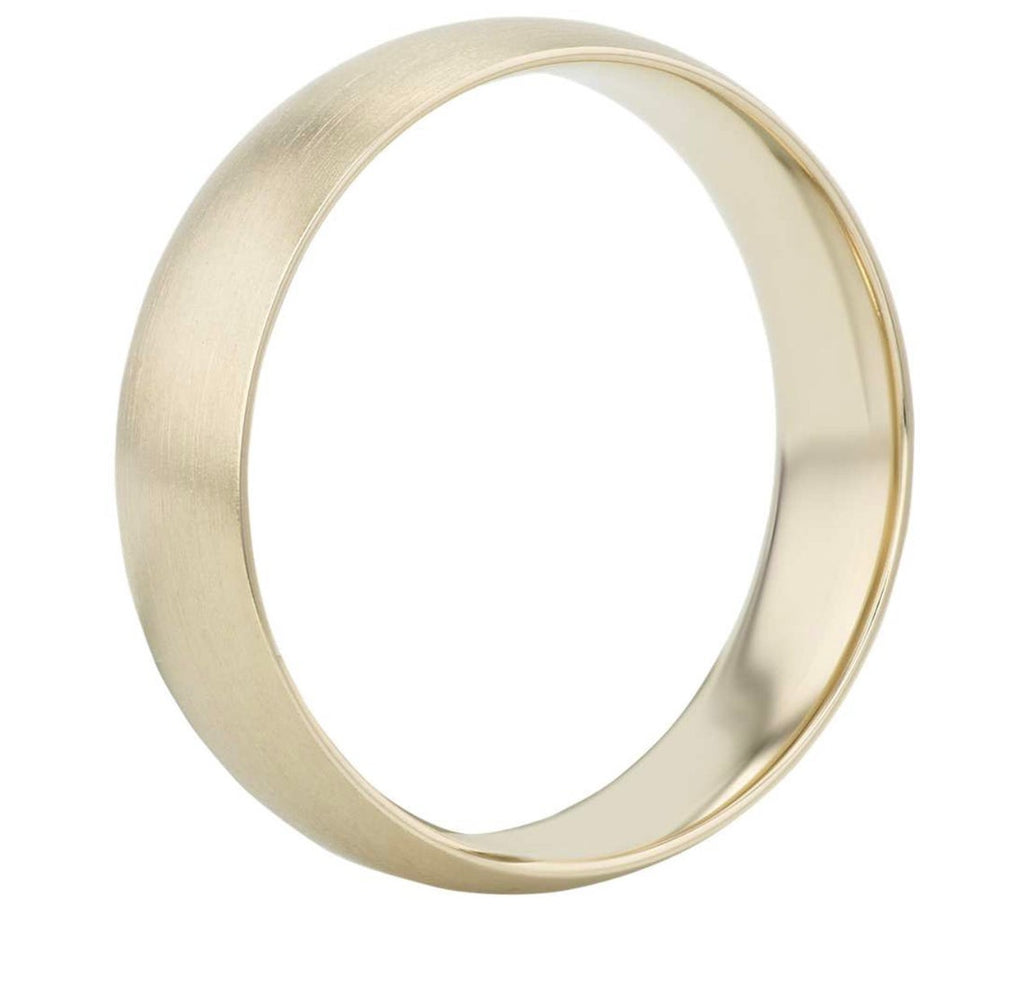 Half Round Wedding Band / 14k Gold / Brushed Finish / Rounded Dome
