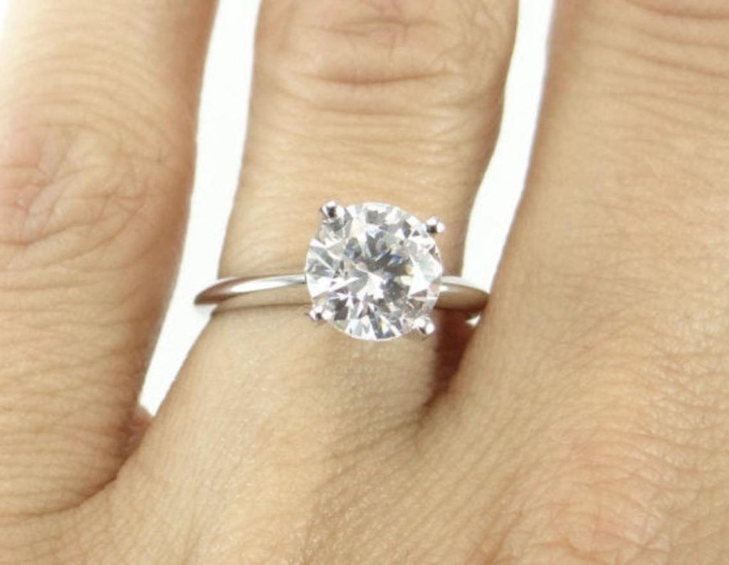 1.0 CT Round Solitaire Engagement/Wedding Ring Solid 14k/18k Gold, Forever One Moissanite Solitaire Engagement Ring 4 Prong