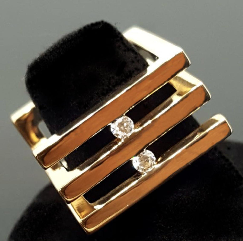 Fashion Cubical Diamond 14K Solid Gold Square Ring, Dainty Ring