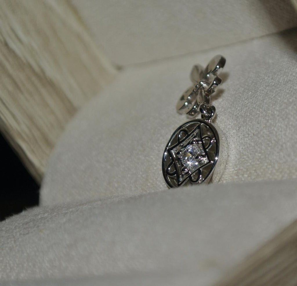 14k White gold Diamond Pendant / 3mm Diamond Pendant