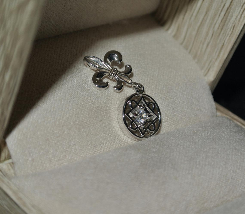 14k White gold Diamond Pendant / 3mm Diamond Pendant