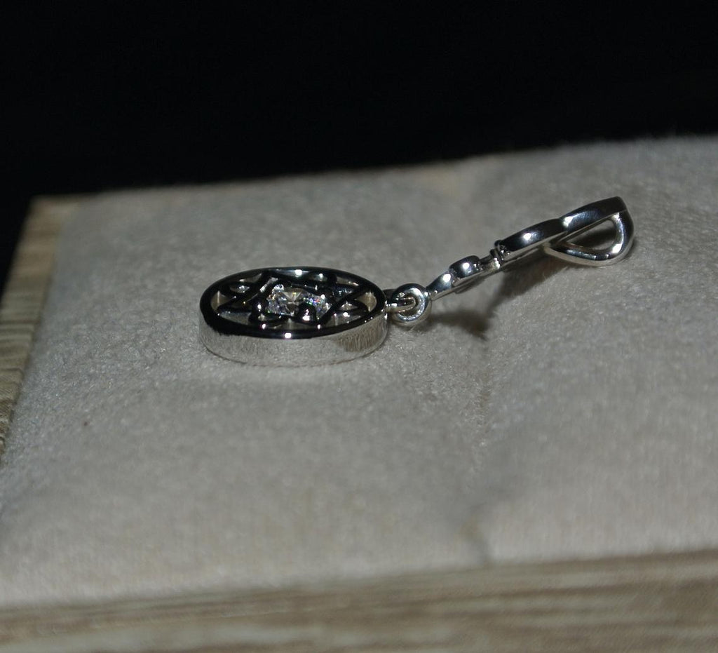 14k White gold Diamond Pendant / 3mm Diamond Pendant