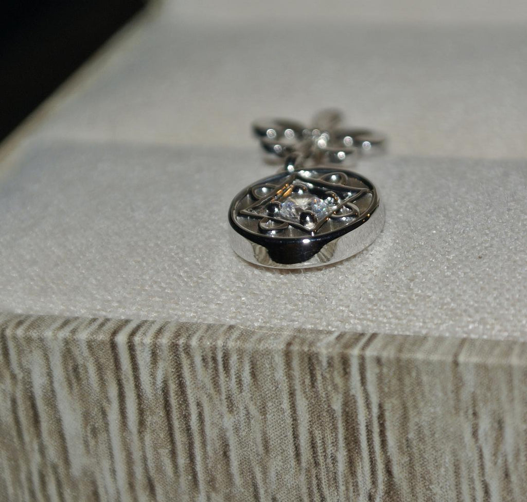 14k White gold Diamond Pendant / 3mm Diamond Pendant