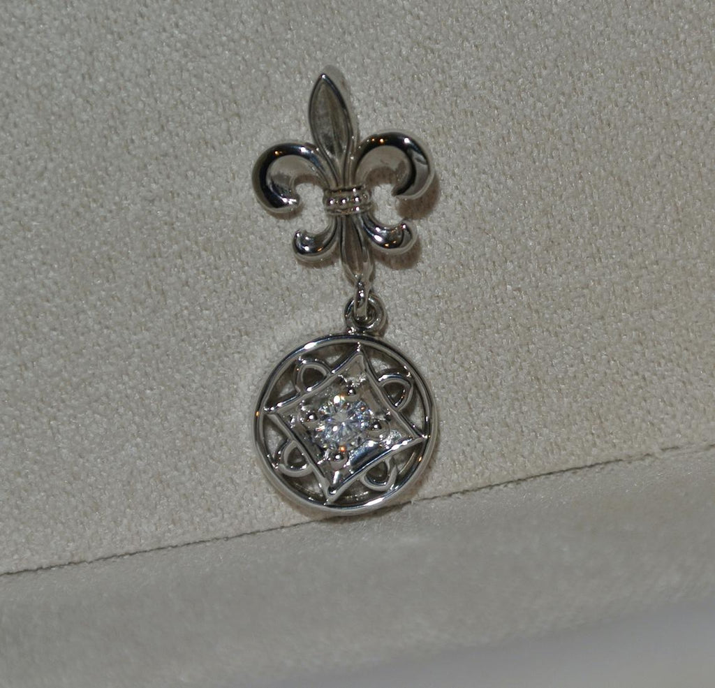 14k White gold Diamond Pendant / 3mm Diamond Pendant