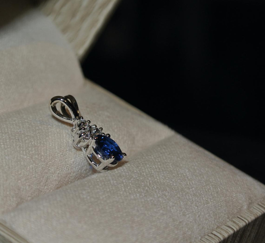 6mm Sapphire Pendant / Sapphire and Diamond necklace