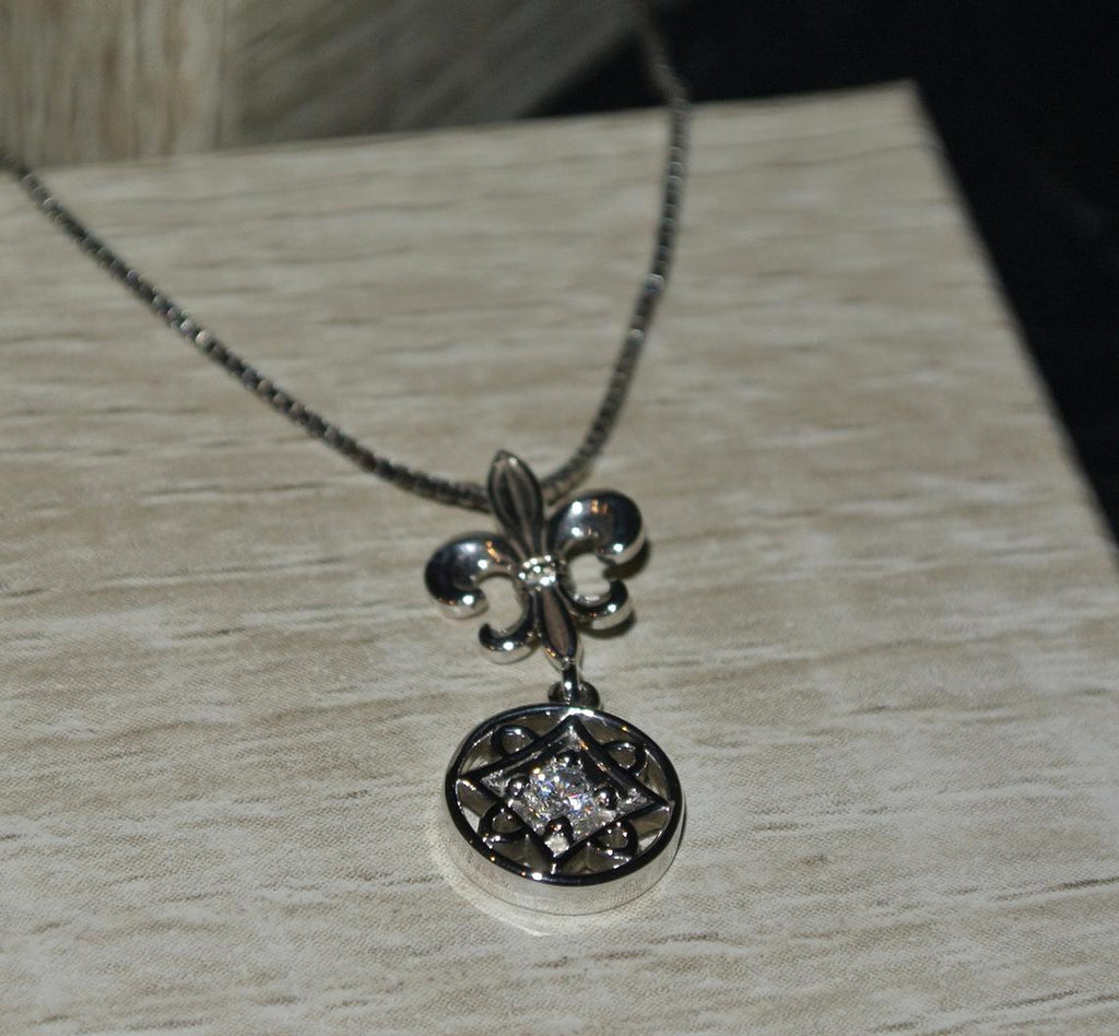 14k White gold Diamond Pendant / 3mm Diamond Pendant