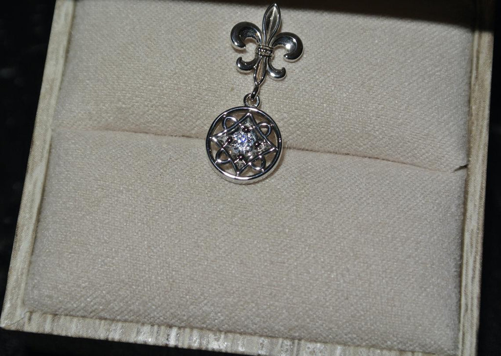 14k White gold Diamond Pendant / 3mm Diamond Pendant