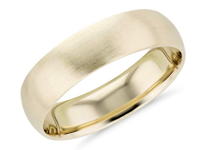 Half Round Wedding Band / 14k Gold / Brushed Finish / Rounded Dome