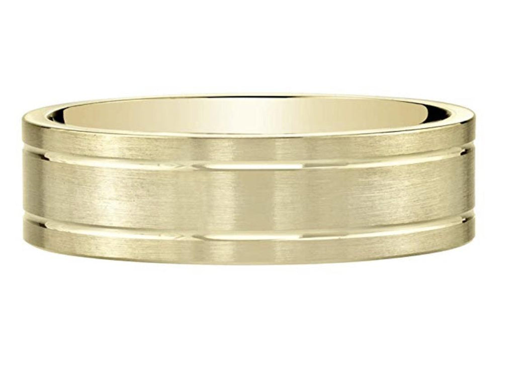 Men's Wedding Band/14k Yellow Gold / Classic Brushed / Comfort Fit