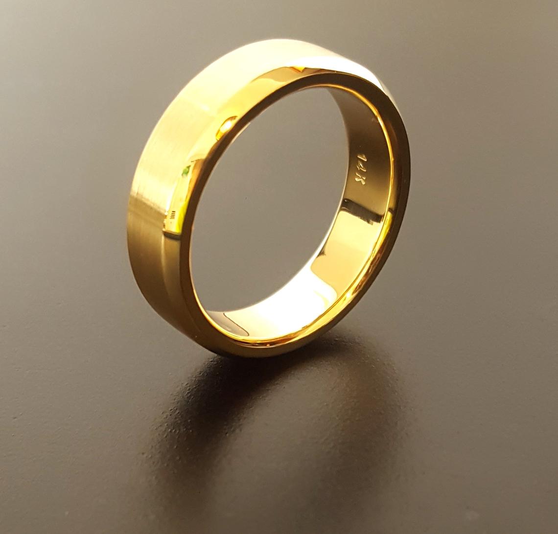 Mens wedding band beveled on sale edge