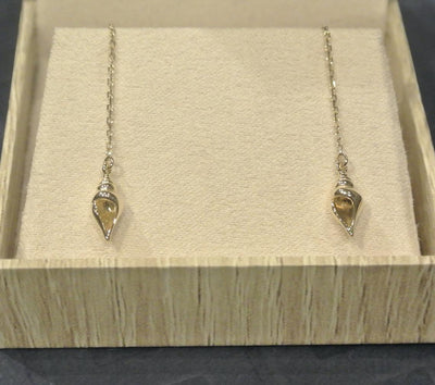 Spiral Seashell Ear Threaders / Gold Ear Threader Earrings / Gold Dangle Earring / Gold Hawaii Earrings